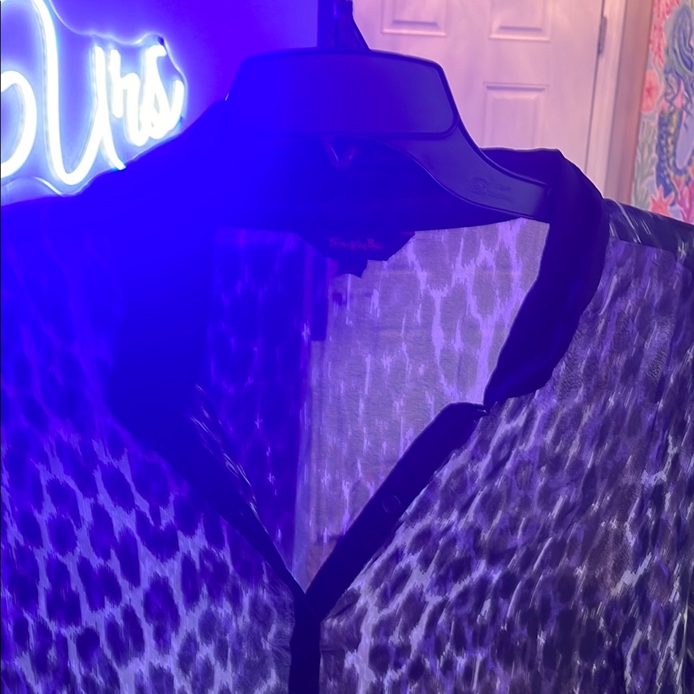 Simply Be black and brown Sheer Blouse/ animal print